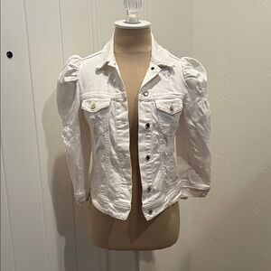 Retrofete White Puff Sleeve Denim Jacket